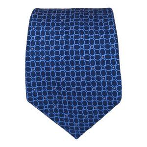 CHARLES TYRWHITT Blue Geometric Silk Tie ENGLAND 59"/ 3.4" EC